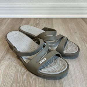 Crocs Patricia Strappy Slip On Comfort Sandal Tan Women's-Size 7